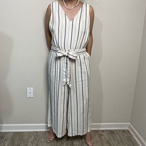 Lane Bryant Women’s White Black Stripes Jumpsuit Wide Leg Sleeveless Top